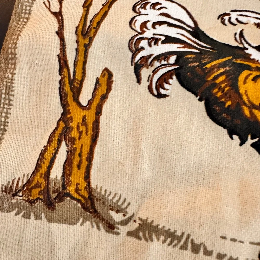 Vintage‎ African Batik Mud Cloth Ostrich w/ Chicks Wall Hanging Tapestry Rustic